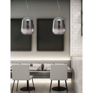 Nova Luce Oliverio - Pendelleuchte - Ø 33 x 120 cm - Rauchglas und Chrom