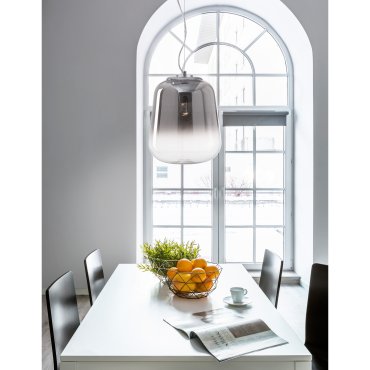 Nova Luce Oliverio - Pendelleuchte - Ø 45 x 120 cm - Rauchglas und Chrom