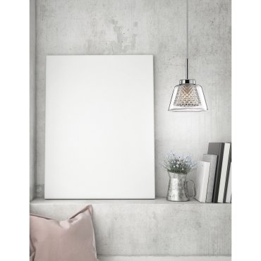 Nova Luce Boccale - Hängeleuchte - Ø 12 x 120 cm - Chrom und transparent