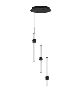 Nova Luce Stalactite - Hängelampe - Ø 35 x 170 cm - 18W dimmbar LED inkl. - sand schwarz