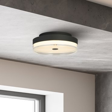 Searchlight Cyprus - Deckenleuchte - Ø 30 x 11 cm - 21W dimmbare LED inkl - schwarz und transparent