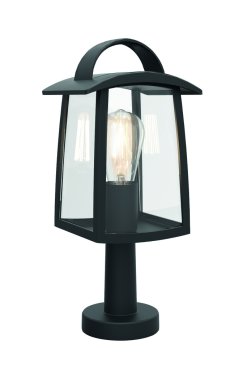 Lutec Kelsey - Sockelleuchte 17 x 15 x 40 cm - IP44 - transparentes Glas - schwarz
