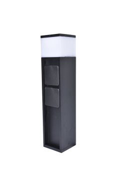 Lutec Mains - Gartenpfosten mit Steckdosen - intelligente Beleuchtung - 8 x 8 x 36,7 cm - 11W LED inkl - IP44 - schwarz - 2 seitliche Steckdosen (Deutsche Version)