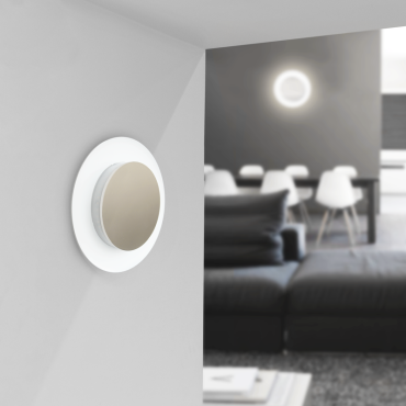 Century Italia Push &amp; Go - Wand- und Deckenleuchte - Ø 22,8 x 4 cm - 20W LED inkl. - IP65 - weiß mit gold