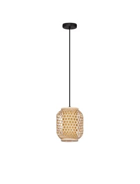 Nova Luce Asma - Hängelampe - Ø 20 x 150 cm - Rattan und Sand Schwarz