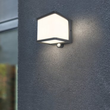 Lutec Doblo - Außenwandleuchte mit Solarsensor - 11 x 12,9 x 11 cm - 7,5W LED inkl - IP54 - dunkelgrau - weiß