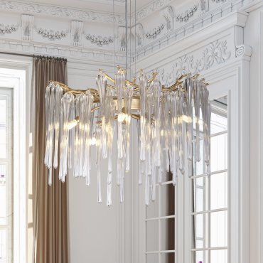 Searchlight Heritage - Pendelleuchte - Ø 50 x 100 cm - gold und transparent