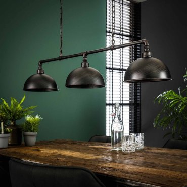 Vico Industrial Tube - Hängeleuchte mit Schirm 3L - 118 x 26 x 150 cm - schwarz