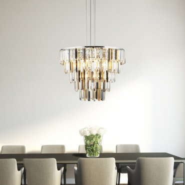 Searchlight Clarissa - Pendelleuchte - Ø 65 x 170 cm - Chrom und Amber