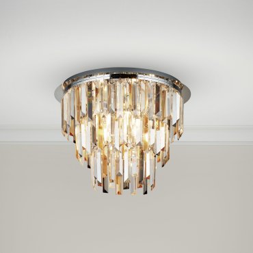 Searchlight Clarissa - Deckenleuchte - Ø 45 x 34 cm - Chrom und Amber