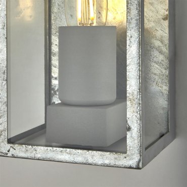 Searchlight Box II - Außenwandleuchte - 11 x 11 x 24 cm - IP44 - verzinktes Silber