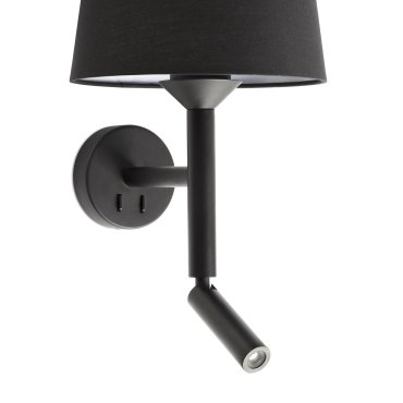 Faro Savoy - Wandleuchte mit Schalter - 23 x 26,5 x 49,9 cm - 3W LED inkl. - mattschwarz