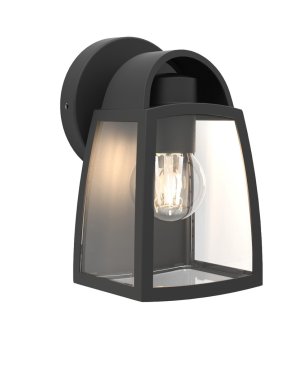 Lutec Kelsey - Außenwandleuchte - 12 x 12 x 20 cm - IP44 - transparentes Glas - schwarz
