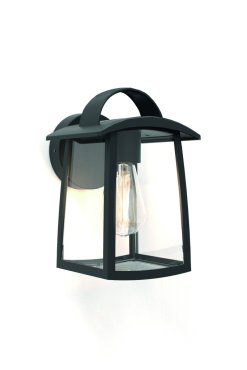 Lutec Kelsey - Außenwandleuchte - 17 x 18,5 x 26 cm - IP44 - transparentes Glas - schwarz