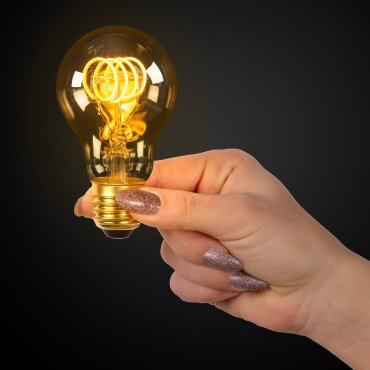 Lucide LED-Glühbirne - Ø 6 x 10,5 cm - E27 - 5W dimmbar - 2200K - amber