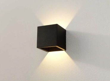 Artdelight Cube - Außenwandleuchte - 10 x 10 x 10 cm - 6W dimmbare LED inkl. - dimmen bis warm - IP54 - schwarz