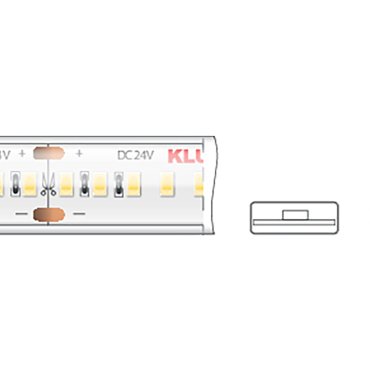 KLUS LED Streifen - 1.2cm breit, 500cm lang - 24Vdc - dimmbar - 4.8W LED pro Meter - 240 LEDs pro Meter - IP65