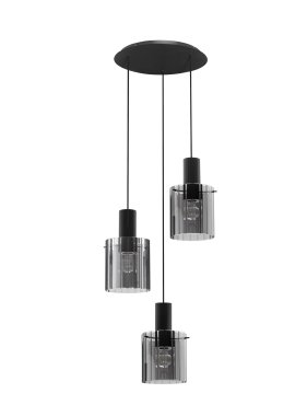 Nova Luce Mirbi - Hängelampe - Ø 45 x 150 cm - Sand Schwarz und rauchglas