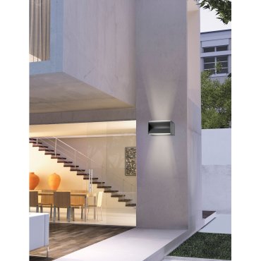 Nova Luce Twin - Außenwandleuchte - 20 x 10 x 10 cm - 2 x 5W LED inkl. - IP54 - dunkelgrau