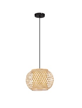 Nova Luce Asma - Hängelampe - Ø 30 x 150 cm - Rattan und Sand Schwarz