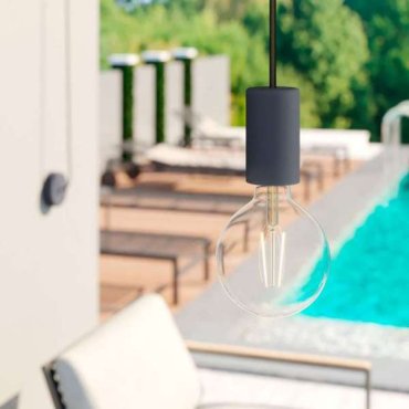 Creative Cables Eiva - Außen-Pendelleuchte mit Silikon-Deckenhalterung - Ø 12,5 x 514,5 cm - IP65 - kohlschwarz