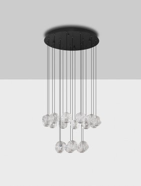 Nova Luce Ifos - Hängelampe - Ø 60 x 210 cm - 87W dimmbar LED inkl. - Sand Schwarz und verchromtes Metall