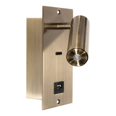 Projectlight Victoria USB - Wandeinbauleuchte - 8 x 16 x 16 cm - Messing antik