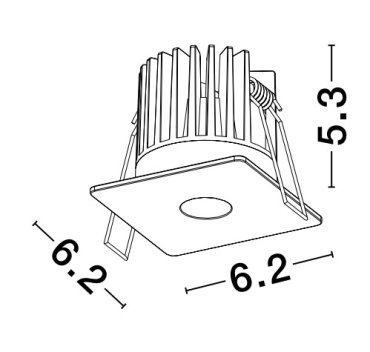 Nova Luce Ono - Einbaustrahler - 62 x 62 mm, Ø 50 mm Einbaumaß - inkl. 8W LED - schwarz