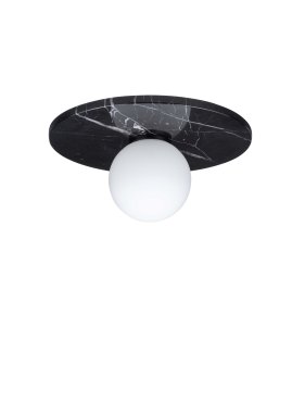 Nova Luce Idor - deckenleuchte - Ø 30 x 15,5 cm - schwarzer Marmor und Opalglas