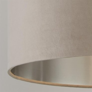 Searchlight Velvet Drum - Lampenschirm - Ø 28 x 18 cm - taupe und silber