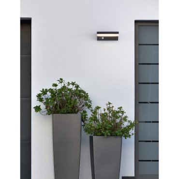 Nova Luce Dyn - Außenwandleuchte mit Solarsensor und Schalter - 16 x 11,5 x 6 cm - 1,5W dimmbare LED inkl - IP65 - anthrazit