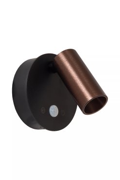 Lucide Toni - wiederaufladbare Wandleuchte mit Bewegungssensor - Ø 8,1 x 12,4 cm - 2W dimmbare LED inkl - Kaffee