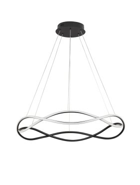 Nova Luce Jinal – hängeleuchte – Ø 80 x 120 cm – 57W dimmbares LED inkl. – sand schwarz