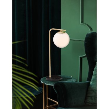 Nova Luce Alvarez - Tischleuchte - 22 x 15 x 51 cm - satiniertes Gold und Opal
