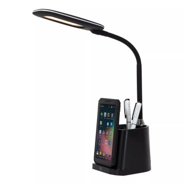 Lucide Penny - Tischleuchte mit kabellosem Ladegerät - 12,8 x 9,5 x 34 cm - 4,7W LED mit Dimmfunktion inkl - schwarz