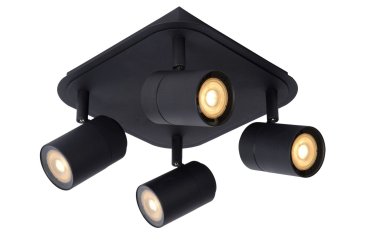 Lucide Lennert - Aufbaustrahler - 22 x 22 x 12,5 cm - 4 x 5W dimmbare LED inkl. - IP44 - schwarz