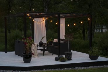 Konstsmide - dekoratives Partylichtset mit Dimmfunktion - 9,5m Länge mit 10m Kabel - 20 LED-Lampen - 6,8W - IP44 - schwarz