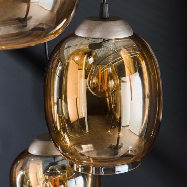Vico Mix 5L - Hängeleuchte - Ø 43 x 180 cm - Altsilber/Amber