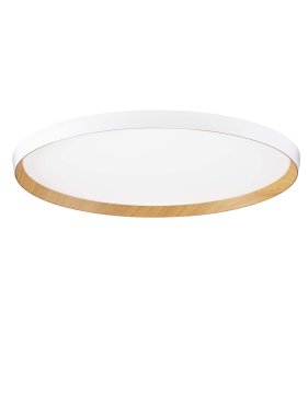 Nova Luce Vomos - Deckenleuchte - Ø 60 x 7 cm - 55W dimmbar LED inkl. - Sand Weiß und Holz
