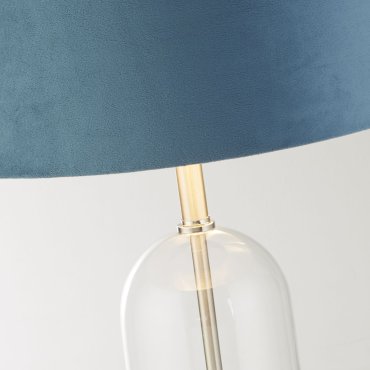 Searchlight Oxford - Tischleuchte - Ø 38 x 51 cm - Nickel satiniert, silber und blau-grün