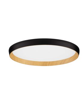 Nova Luce Vomos - Deckenleuchte - Ø 40 x 7 cm - 36W dimmbar LED inkl. - Sand schwarz und Holz