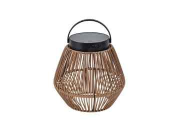 Lutec Coppa - tragbare solarbetriebene Tischleuchte - Ø 21,5 x 21,6 cm - 2,8W LED inkl. - IP44 - schwarz und Rattan