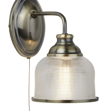 Searchlight Bistro II - Wandleuchte mit Zugschalter - 15 x 25 cm - Messing antik