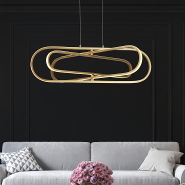 Searchlight Clip - Pendelleuchte - 80 x 120 cm - 53W LED inkl - gold und opal