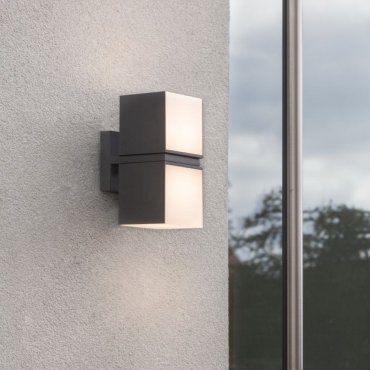 Lutec Cuba - Außenwand-/Deckenleuchte - 10 x 14 x 21 cm - 2 x 12,2W LED inkl. - IP54 - dunkelgrau