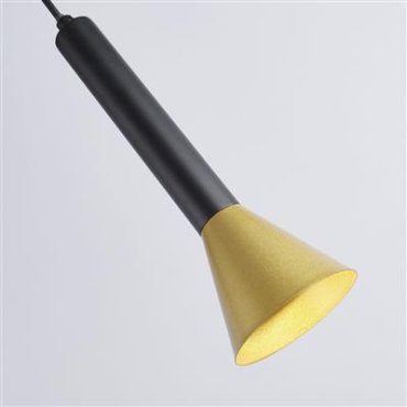 Searchlight Signal - Pendelleuchte - Ø 9 x 150 cm - schwarz und gold