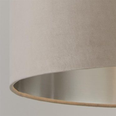 Searchlight Velvet Drum - Lampenschirm - Ø 38 x 22 cm - taupe und silber