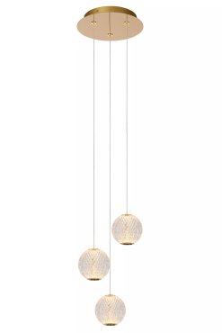 Lucide Cintra - Hängeleuchte - 11 x 25 x 150 cm - 3 x 4,7W LED inkl. - transparent und gold