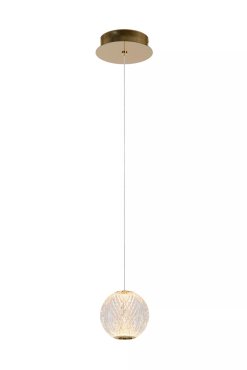 Lucide Cintra - Hängeleuchte - Ø 14 cm x 150 cm - 5,7W LED inkl - transparent und gold
