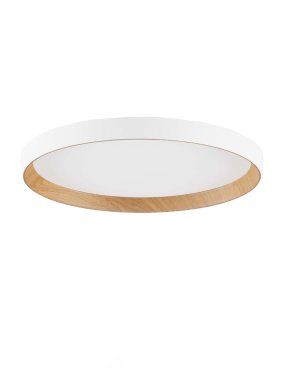Nova Luce Vomos - Deckenleuchte - Ø 40 x 7 cm - 36W dimmbar LED inkl. - Sand Weiß und Holz